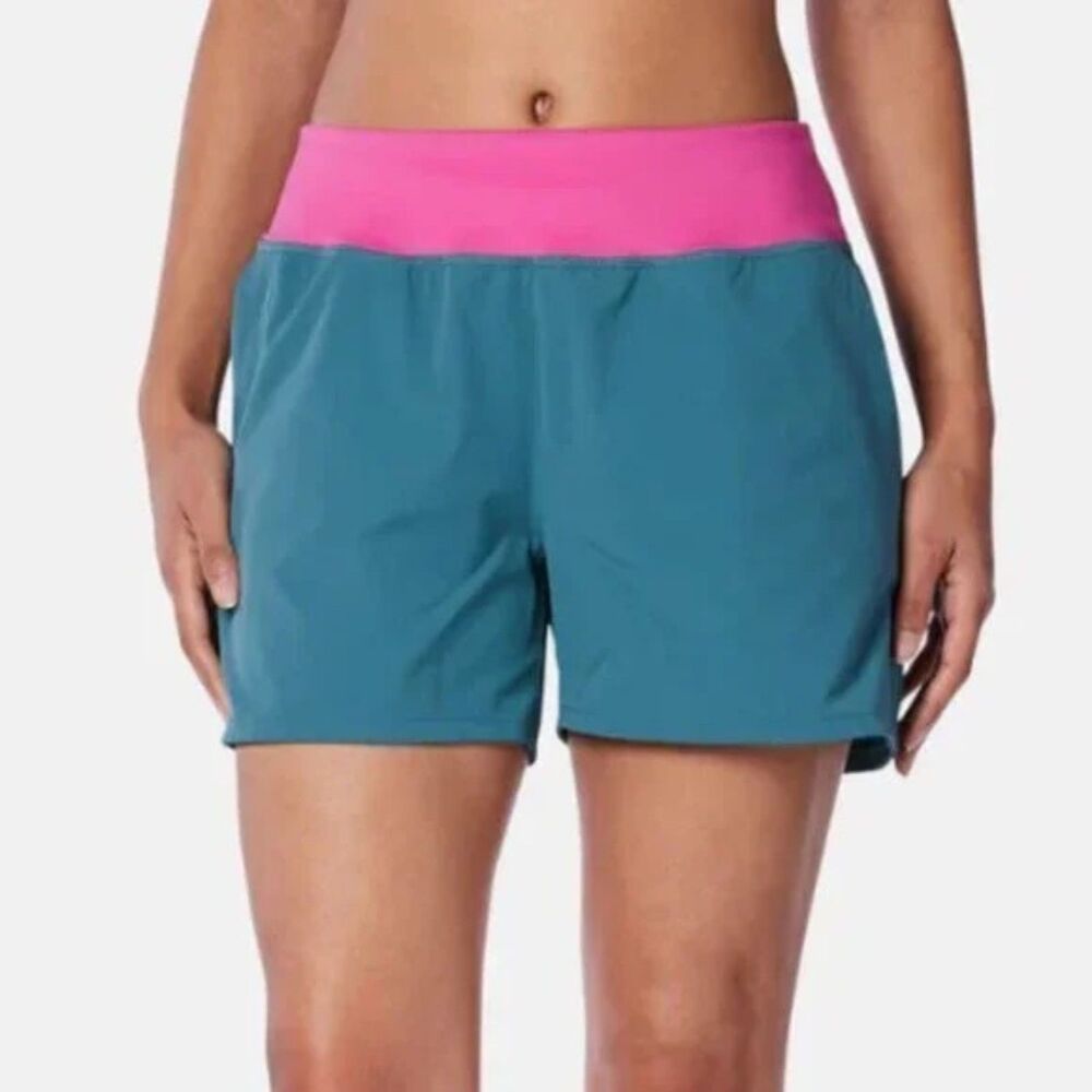 NEW Cotopaxi Women's Vamos Hybrid Pull-On Shorts in Marigold Yellow & Sky Blue S - Picture 3 of 11